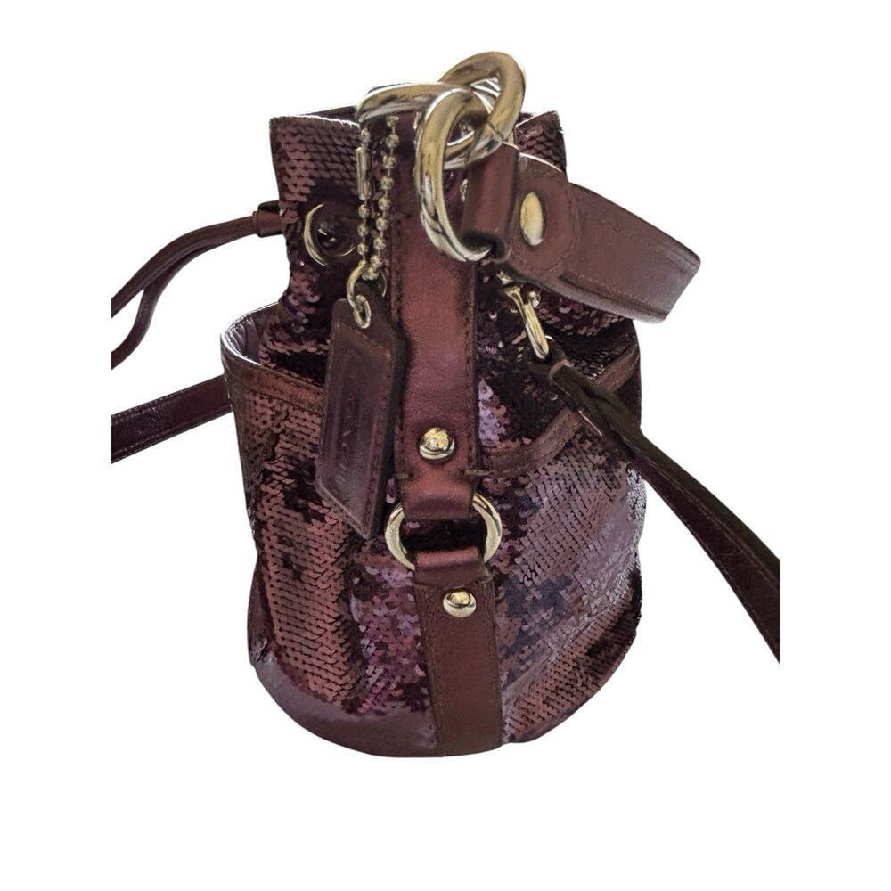 Coach Poppy Special Edition Sequins Amethyst Cinch Drawstring Bucket 17906 NWT - Picture 4 of 14